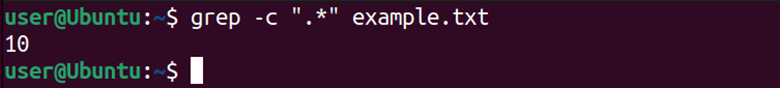 Output of grep command with -c option.
