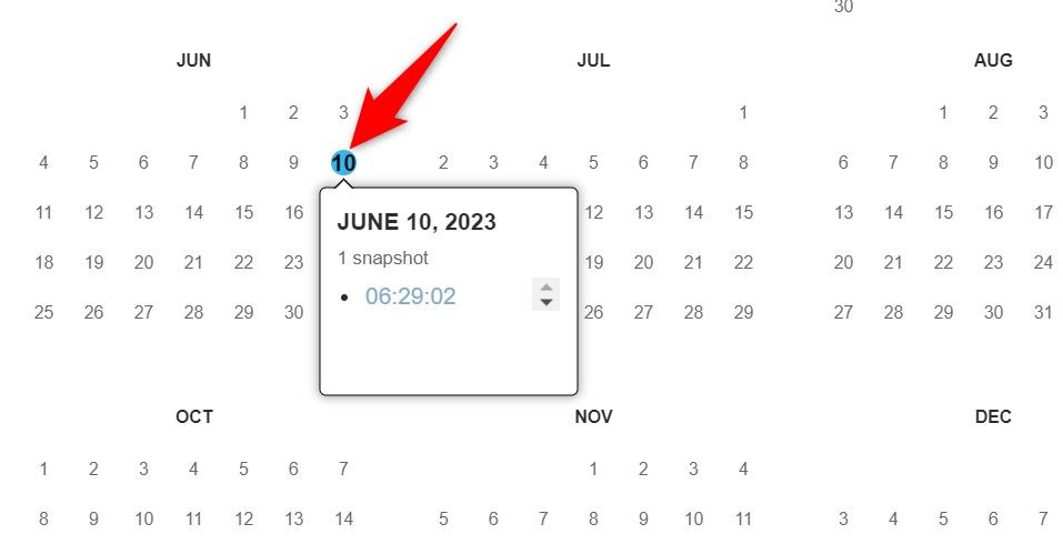 History calendar on the Wayback Machine site.