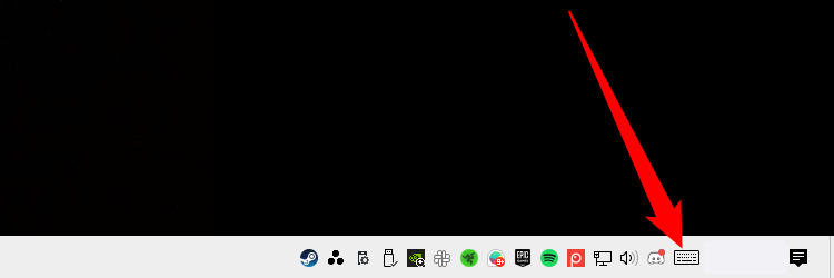 Keyboard icon on the taskbar.