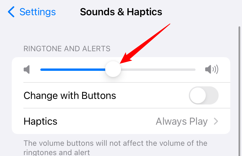 Move the volume slider left or right to decrease or increase volume. 