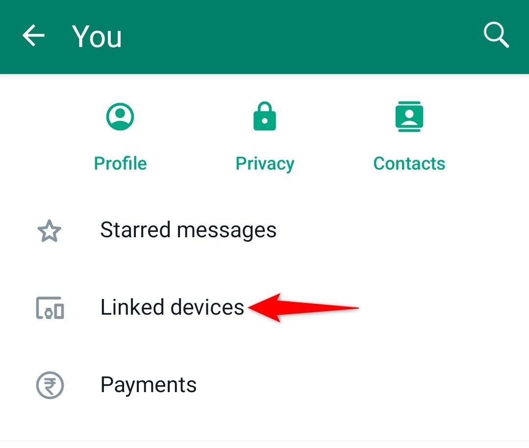 'Linked Devices' highlighted in Settings of WhatsApp.