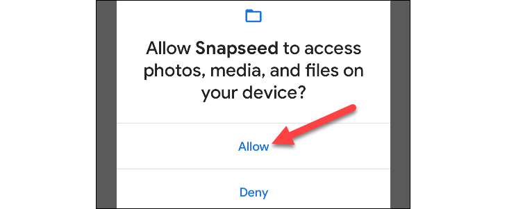 Allow Snapseed to access media