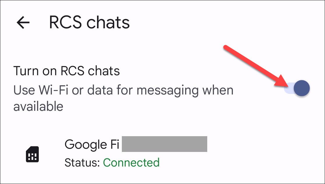 showing the Chat features toggle in Messages