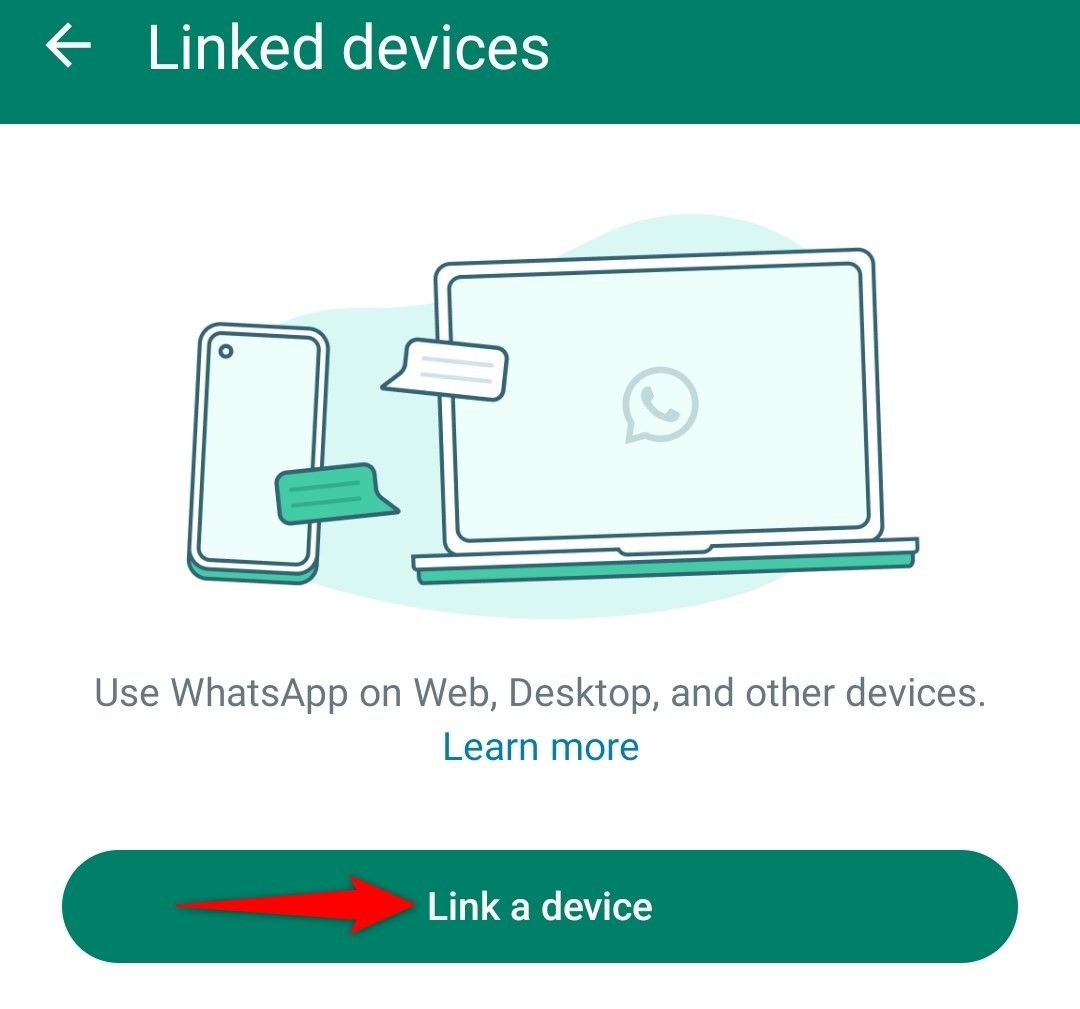 'Link a Device' highlighted in WhatsApp.
