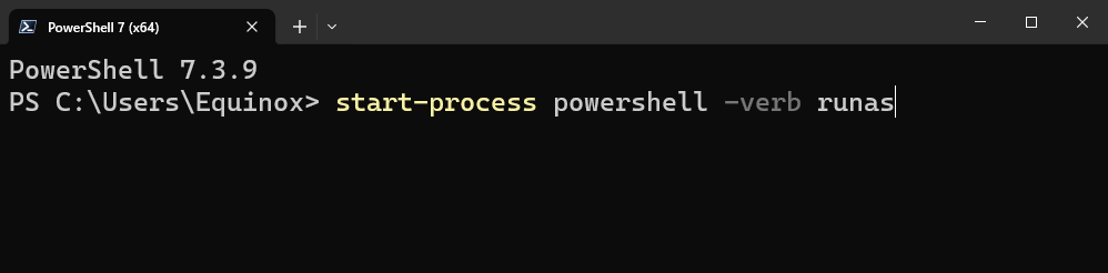Launching PowerShell as Admin from within a non-elevated PowerShell. 