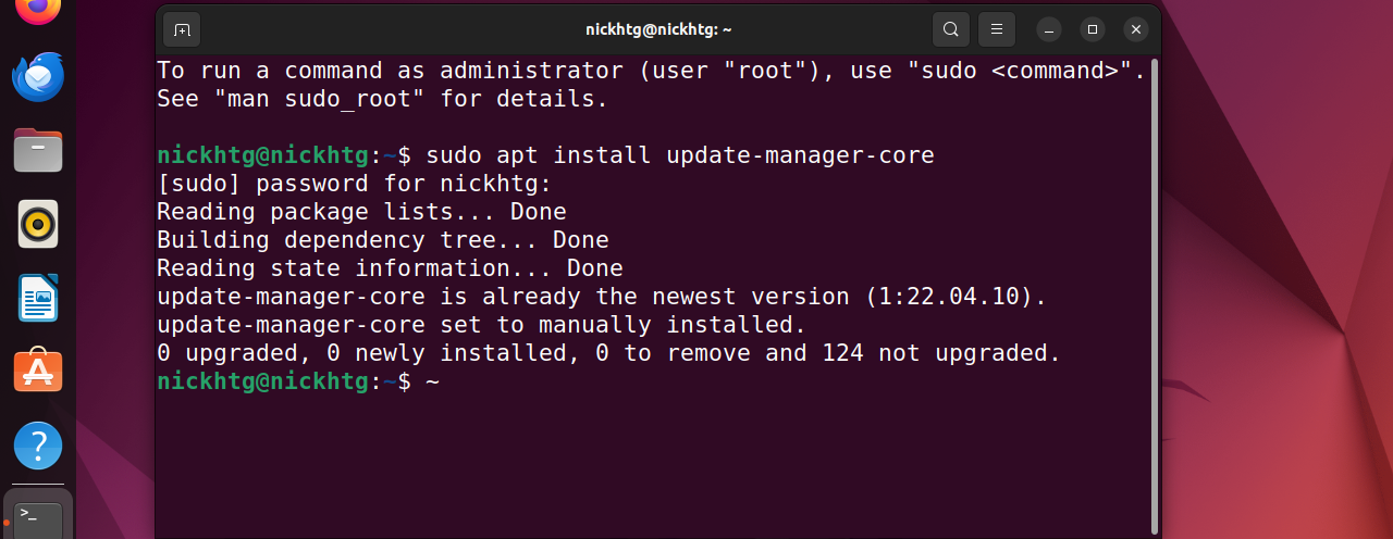 Ensuring Update Manager Core is installed. 