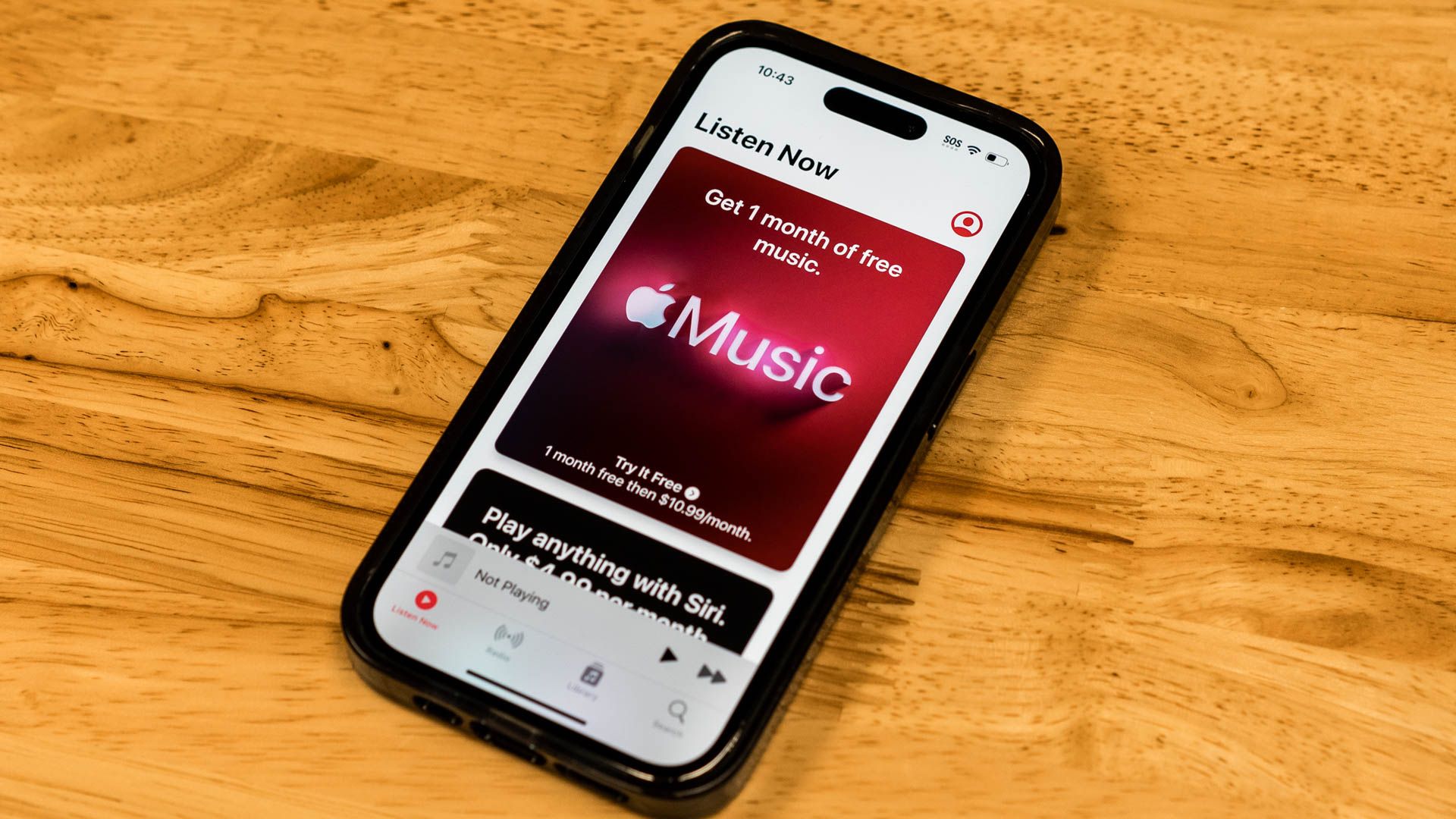 Apple music open on an iPhone