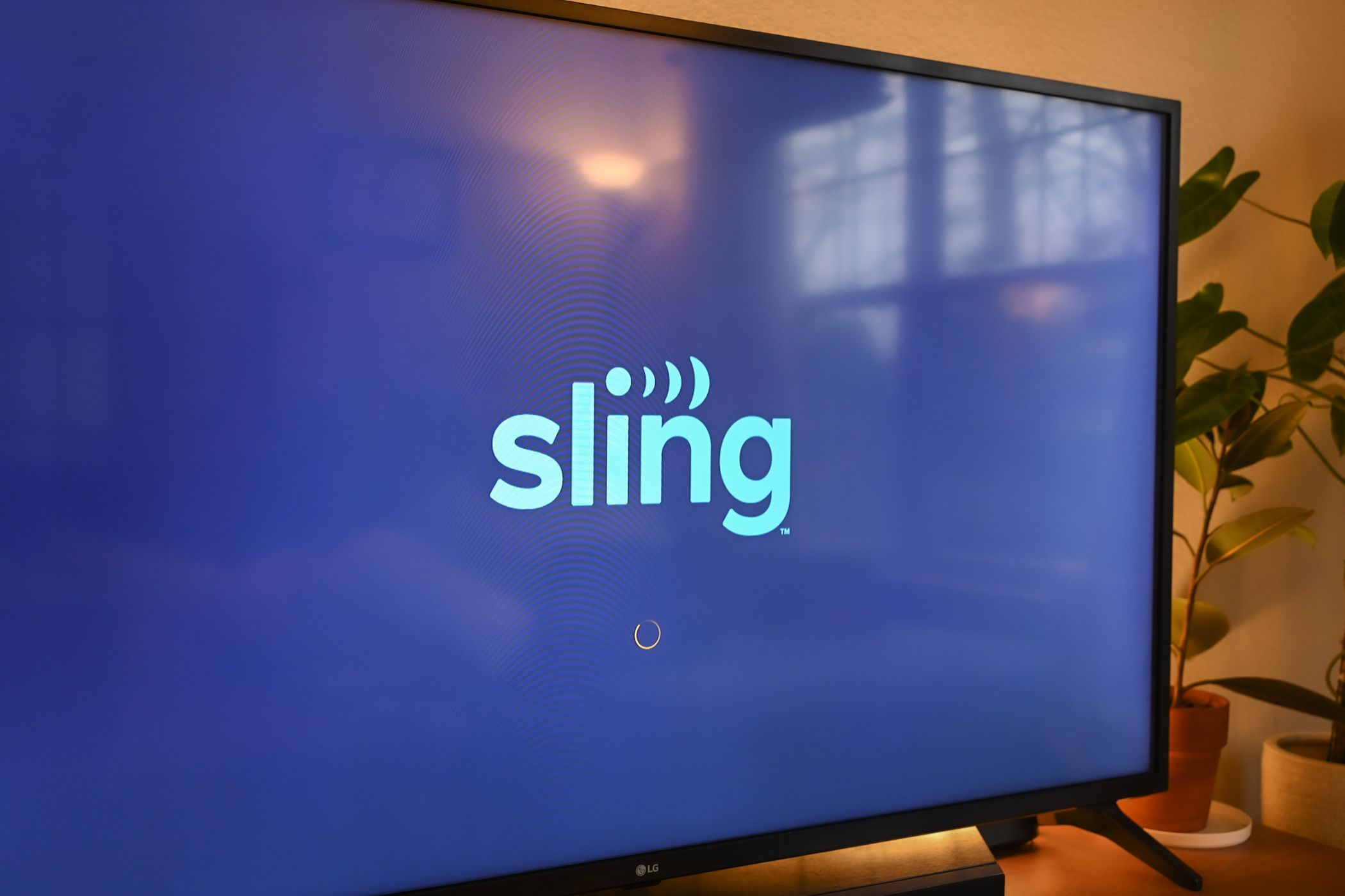 Sling TV streaming app opening on a TV