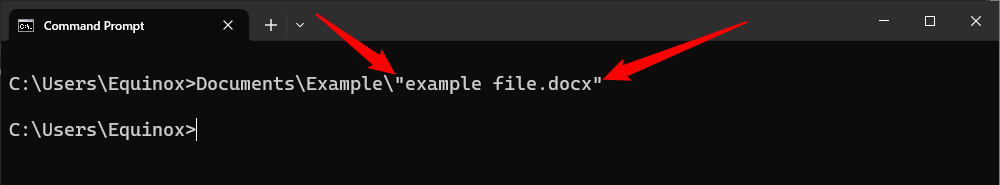 File path with quotes on the file name only. 