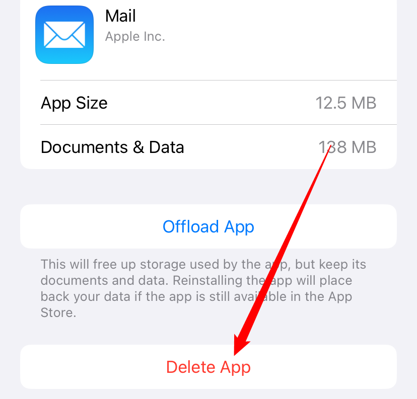 Delete the entire Mail app to free up all of your space. 