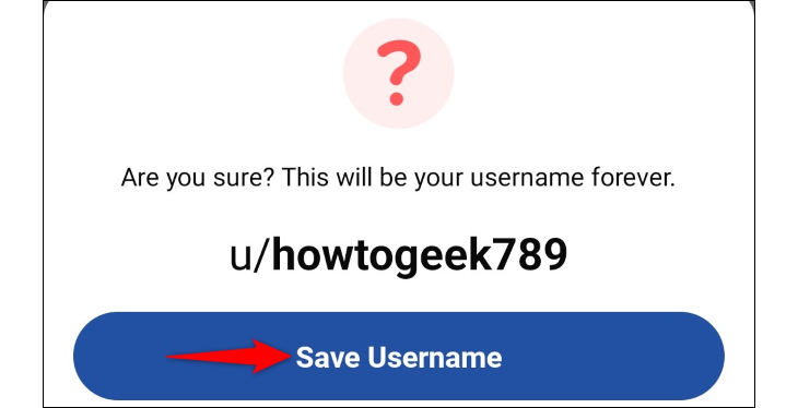 Tap "Save Username."