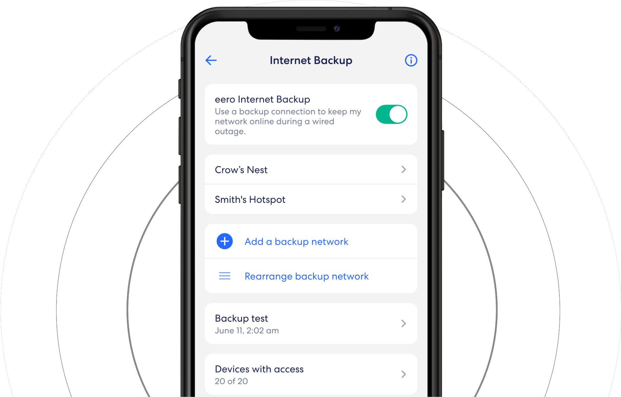 Eero internet backup screenshot