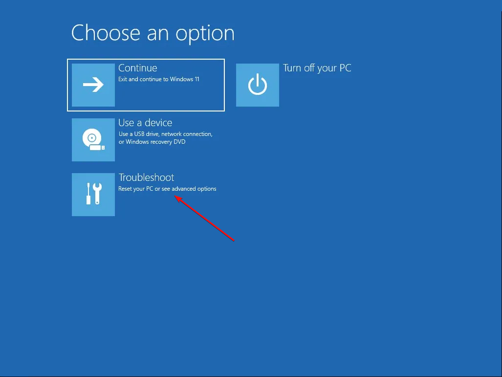 Choose an Option Windows Recovery Environment Troubleshoot