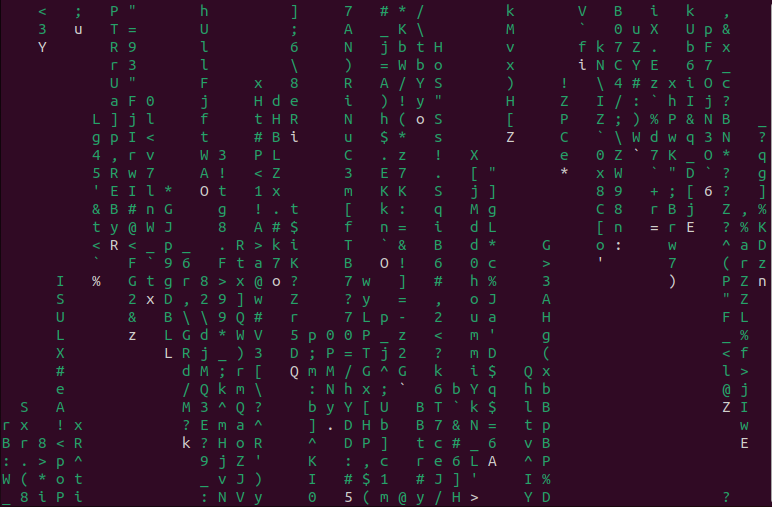 The cmatrix command making green characters raining on your Linux terminal like The Matrix movie