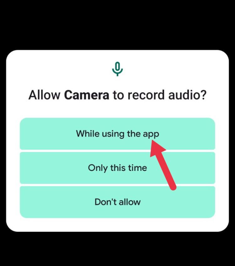 Next, tap on “While using the app” to grant audio access to the GCam app.
