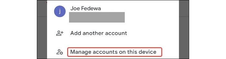 Manage accounts on this device