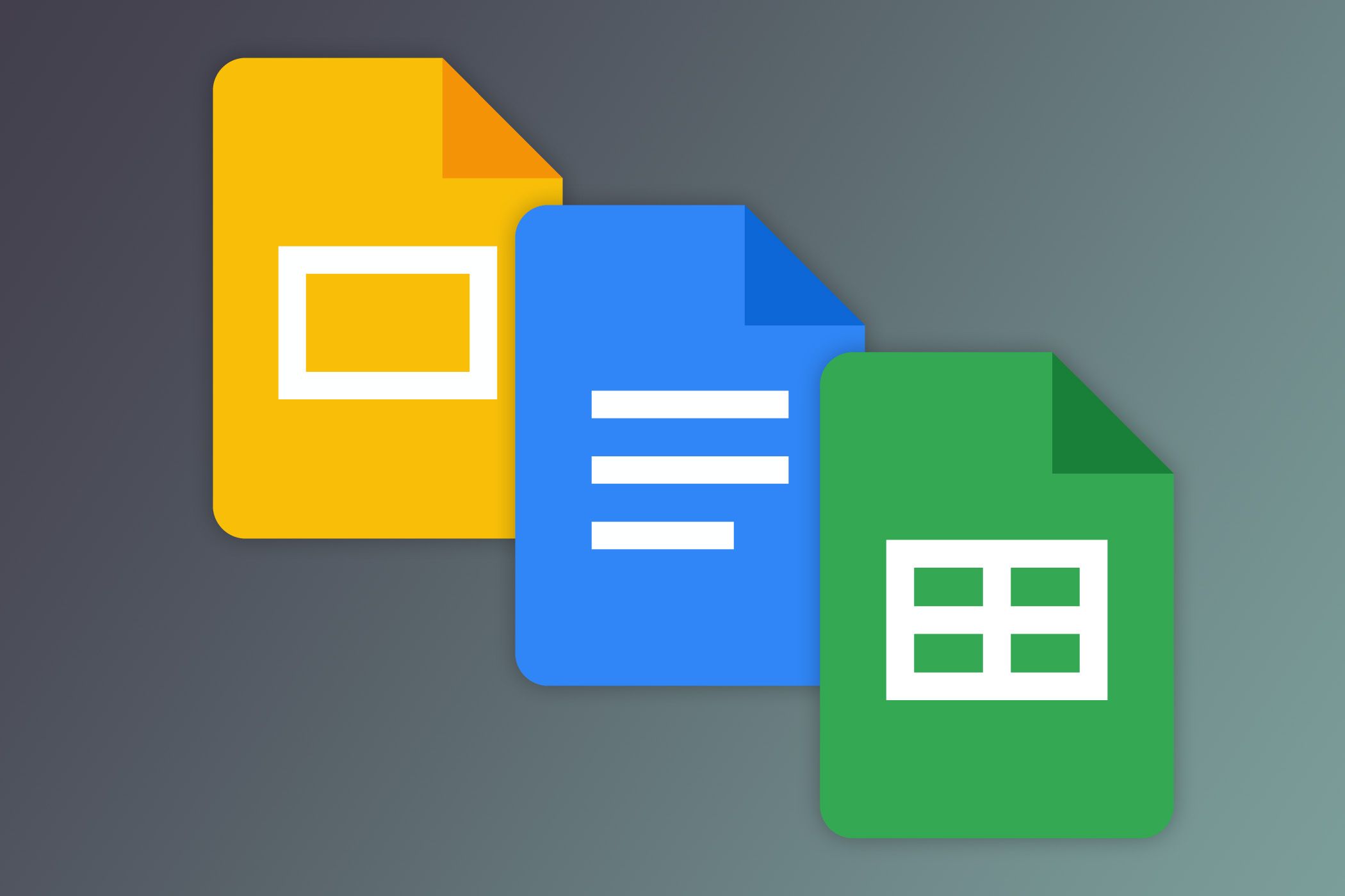 Google Docs, Sheets, and Slides icons