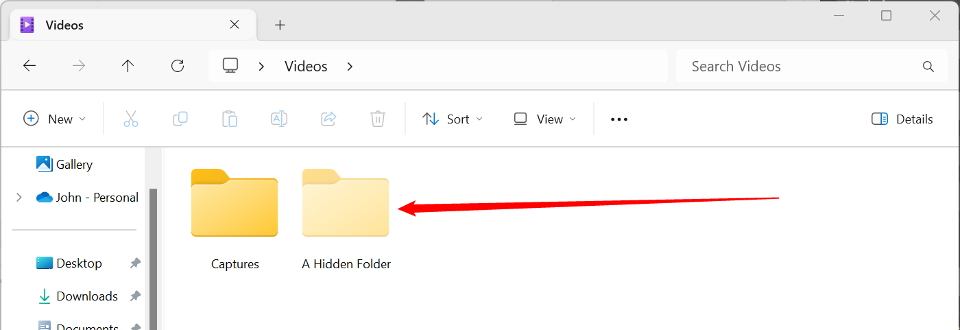 A hidden folder on Windows 11.