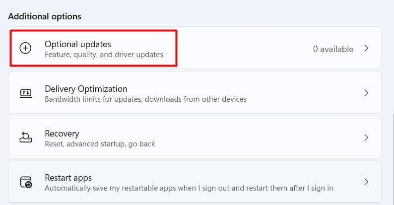 Optional Updates option in the Settings app