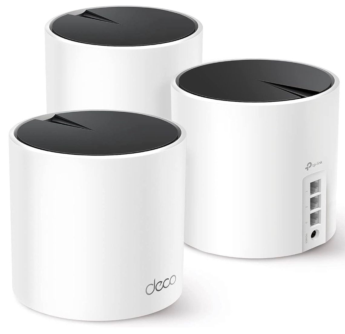 Three pack of TP-Link Deco mesh routers. 