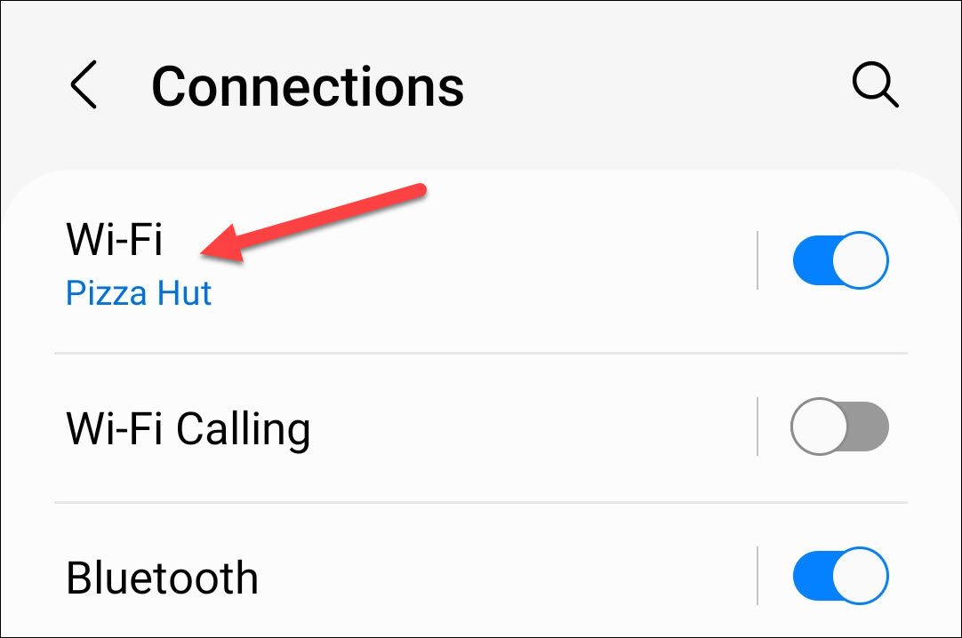 Wi-Fi settings menu on Android