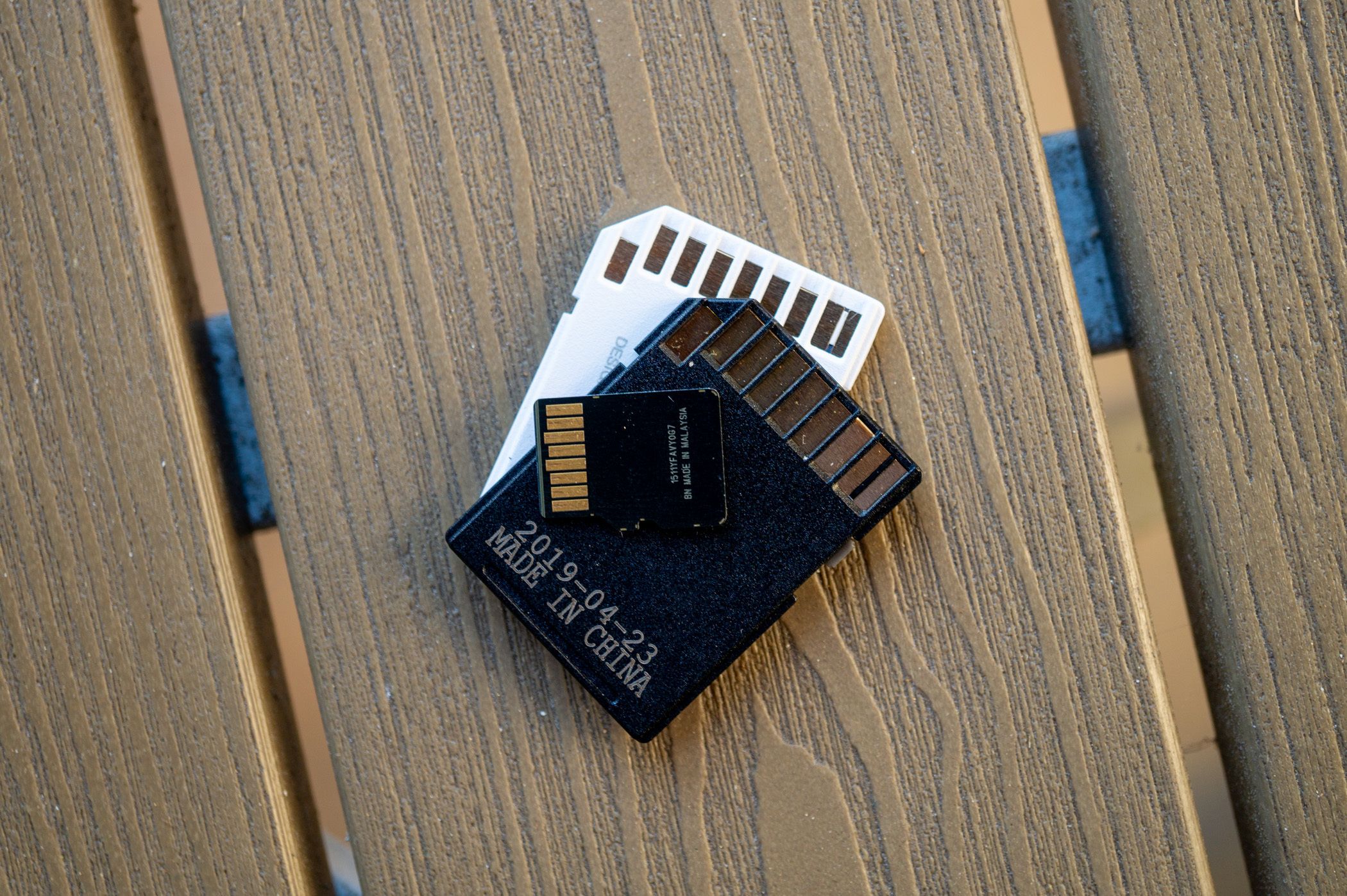 SD and MicroSD cards on a table