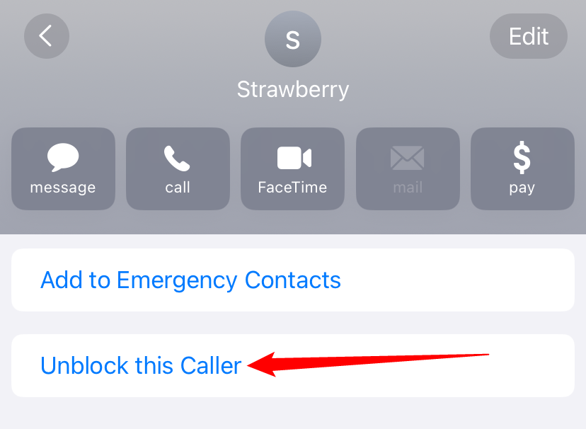 Head to the bottom and tap "Unblock this Caller." 