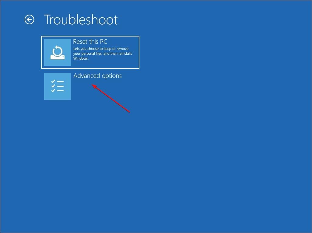 Windows 11 Recovery Menu Troubleshoot Screen