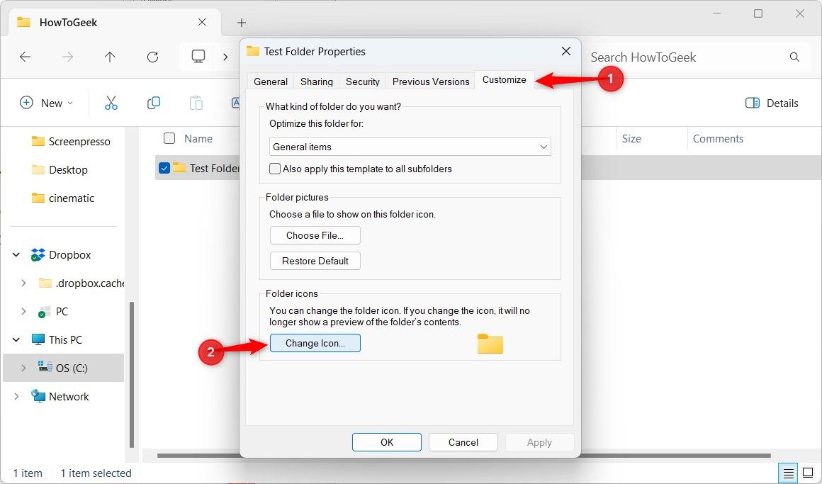 Windows 11 File Explorer Folder Properties Customize Tab