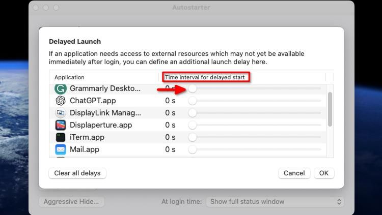 Autostarter macOS delayed start app list