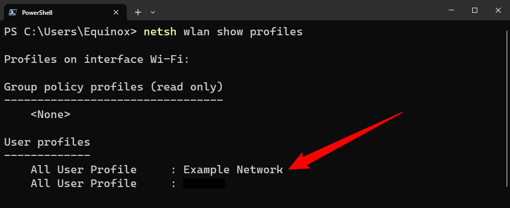 Example network in a Terminal window. 