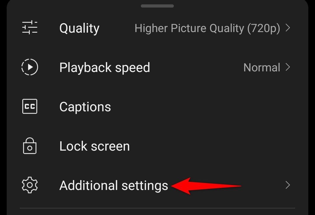 'Additional Settings' highlighted in YouTube's video settings.