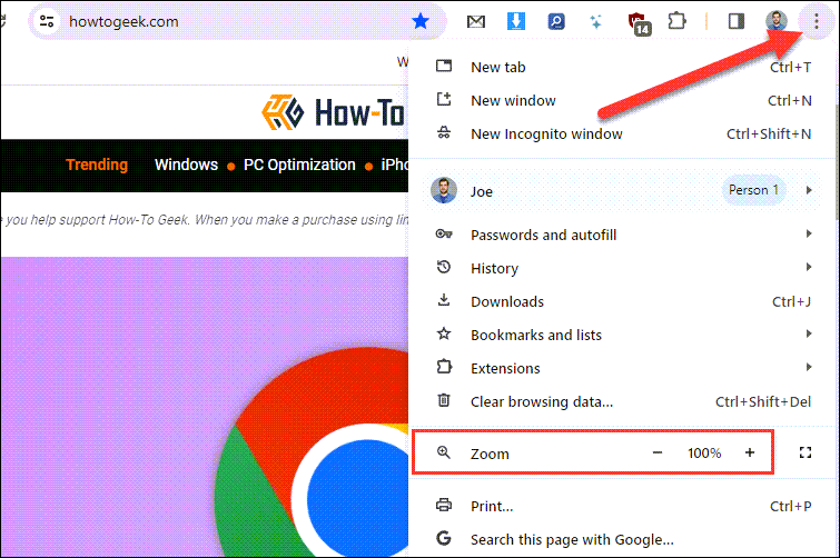 Chrome Set Zoom for One Website.