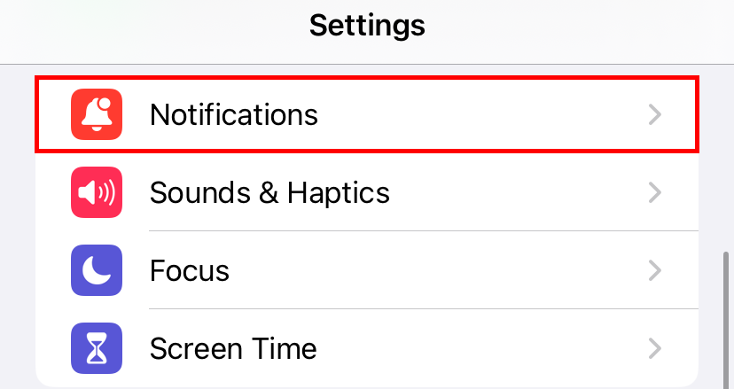 Tap "Notifications" in the listed options.