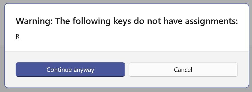 Microsoft PowerToys giving a warning when disabling a key in the Keyboard Manager on Windows.