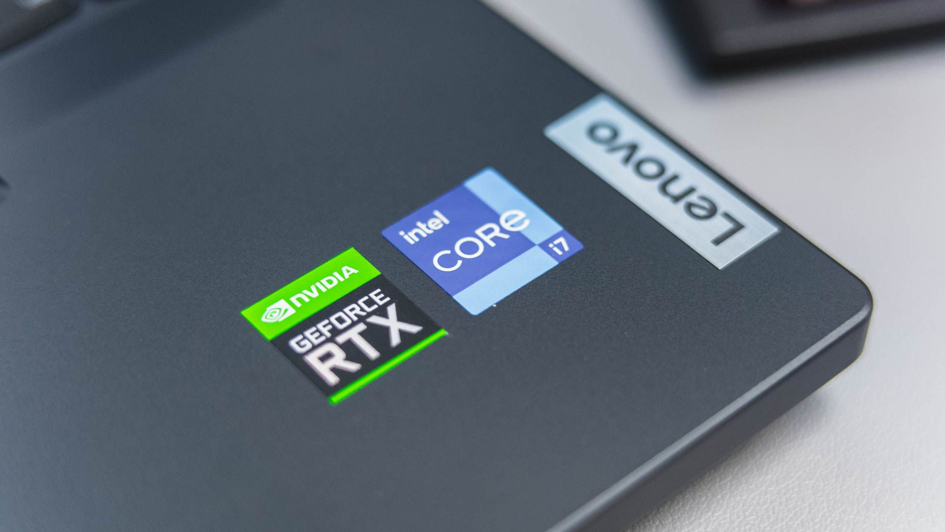 A GeForce RTX sticker on a laptop.