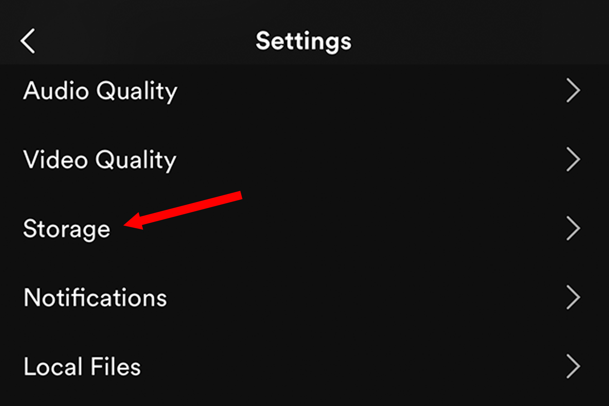 Entering the Storage settings in the Spotify mobile app.