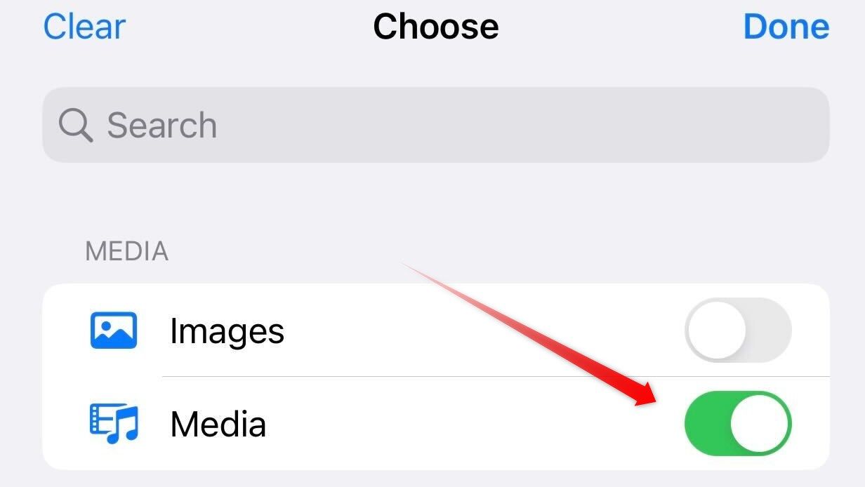 Enabling the Media Toogle to be used as input for the shortcut on an iPhone.