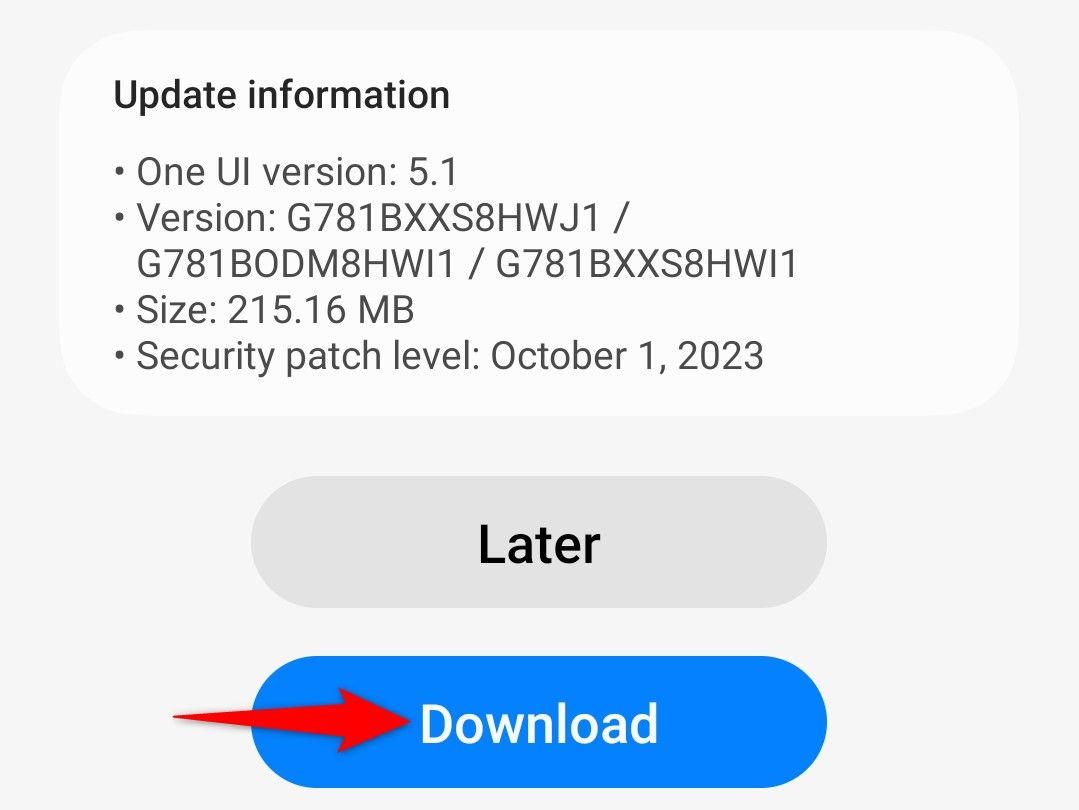 'Download' highlighted for system updates in Android Settings.