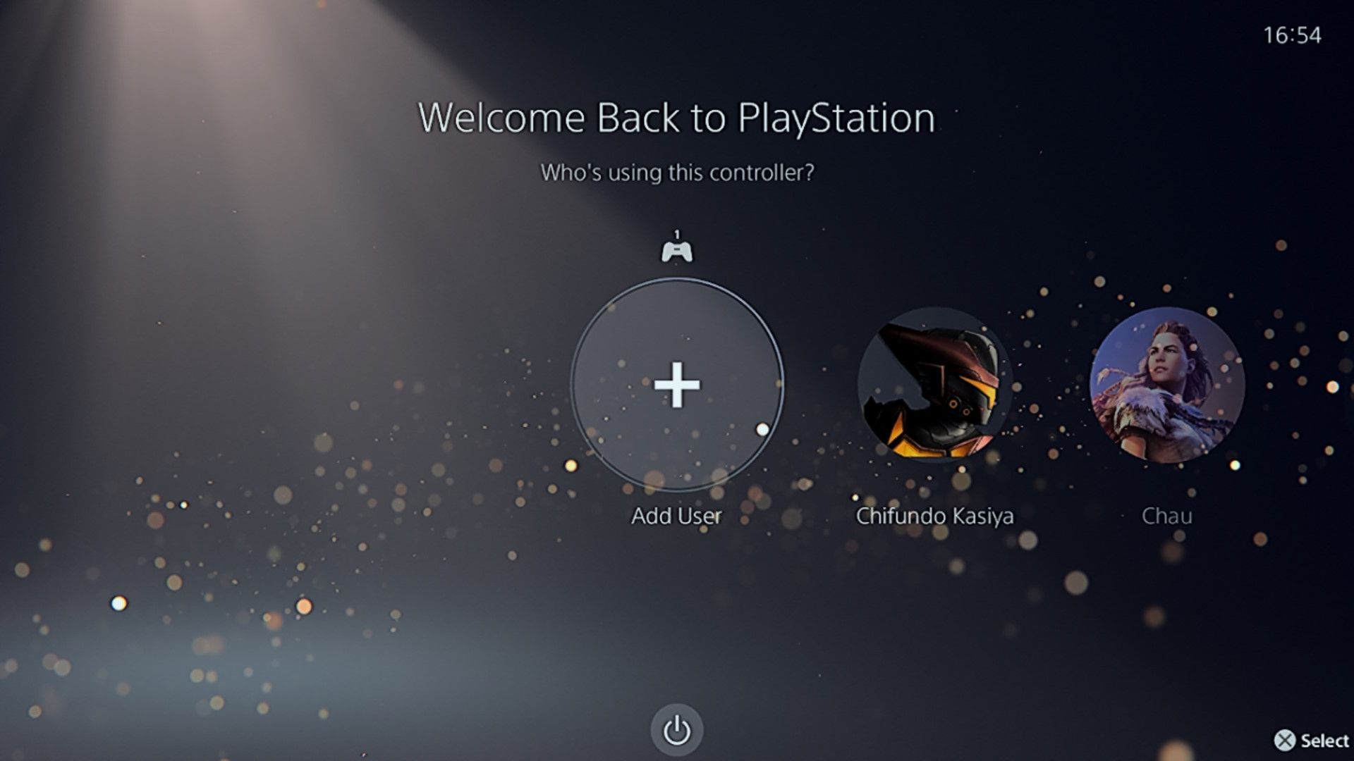 The welcome screen on a PS5.