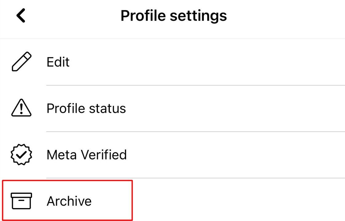 Archive option on Facebook.
