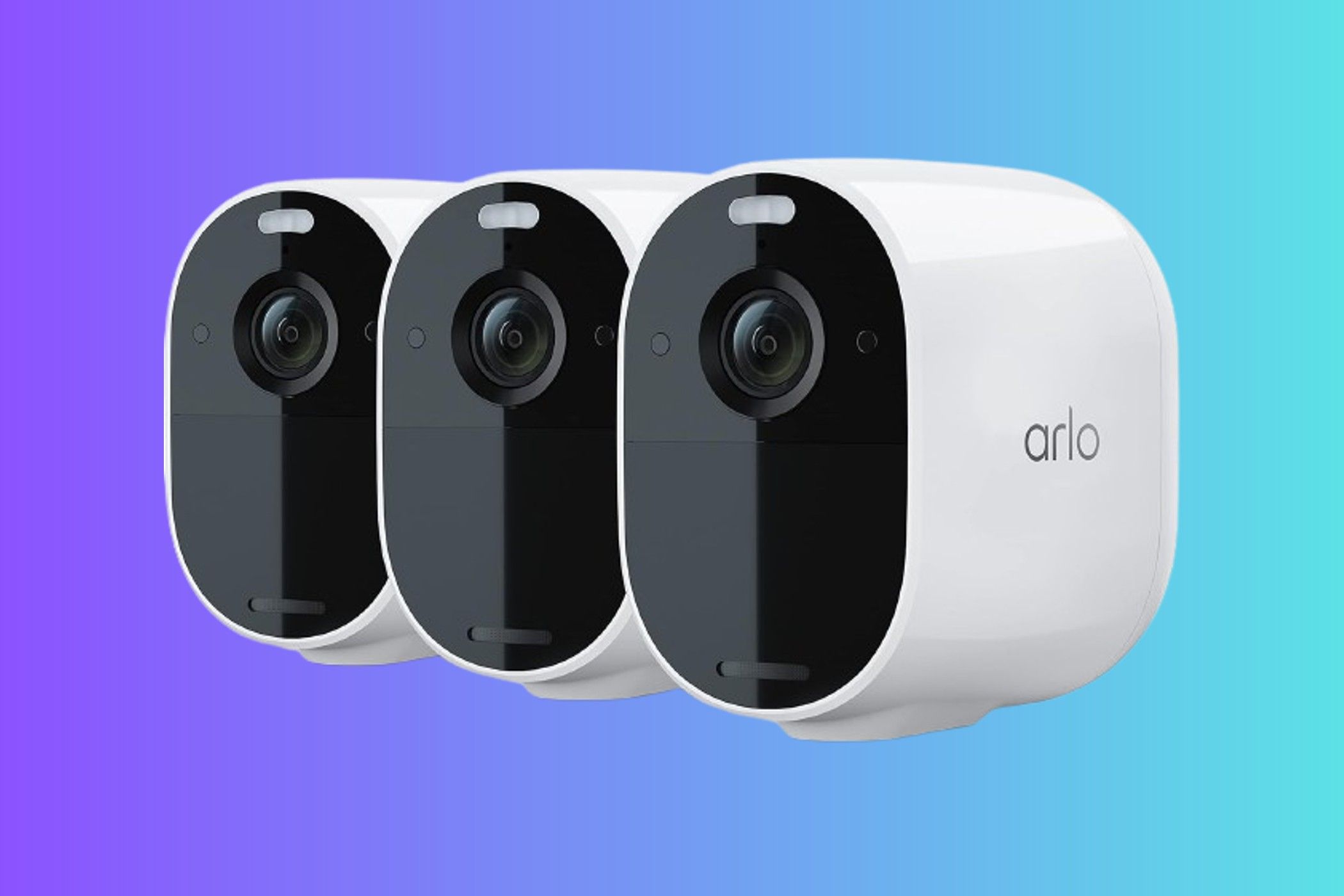 Arlo Essential Spotlight Camera on gradient background