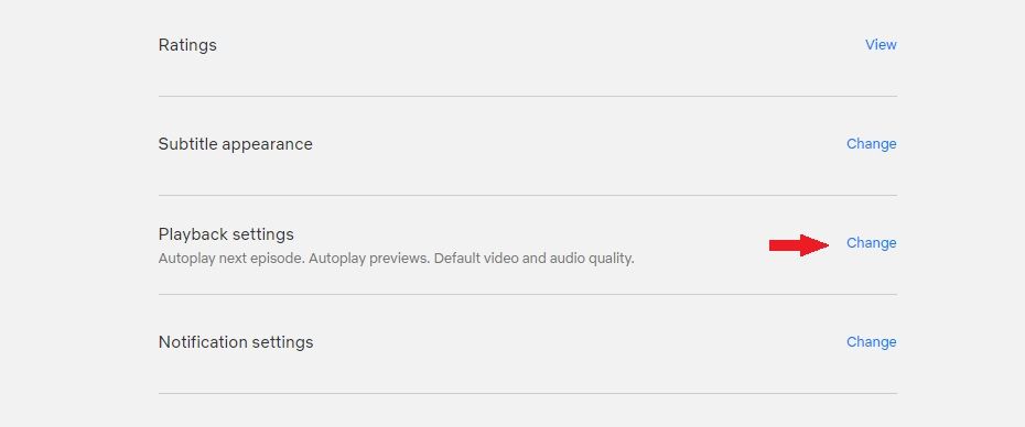 The button to change &lsquo;Playback Settings&rsquo; for Netflix.