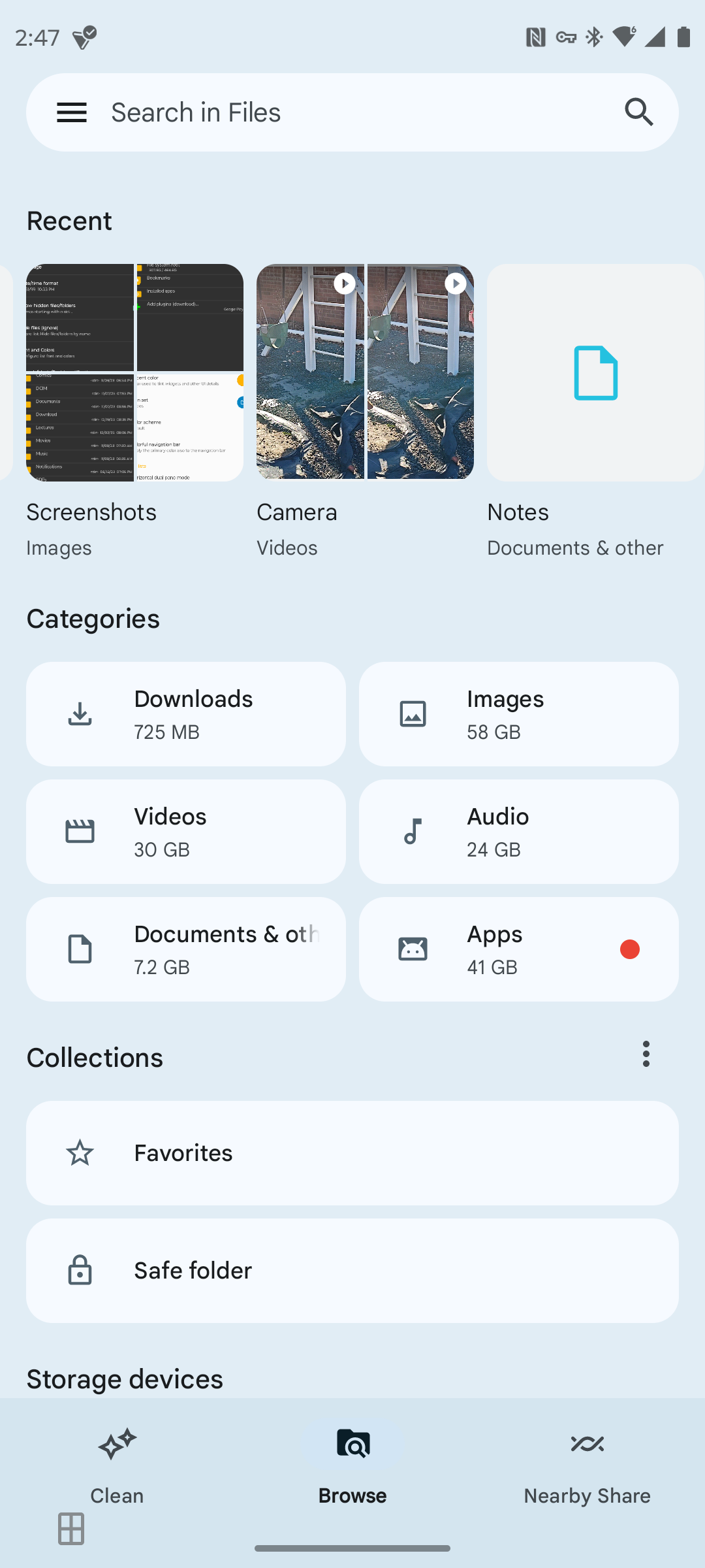 Files by Google places recent files front and center.
