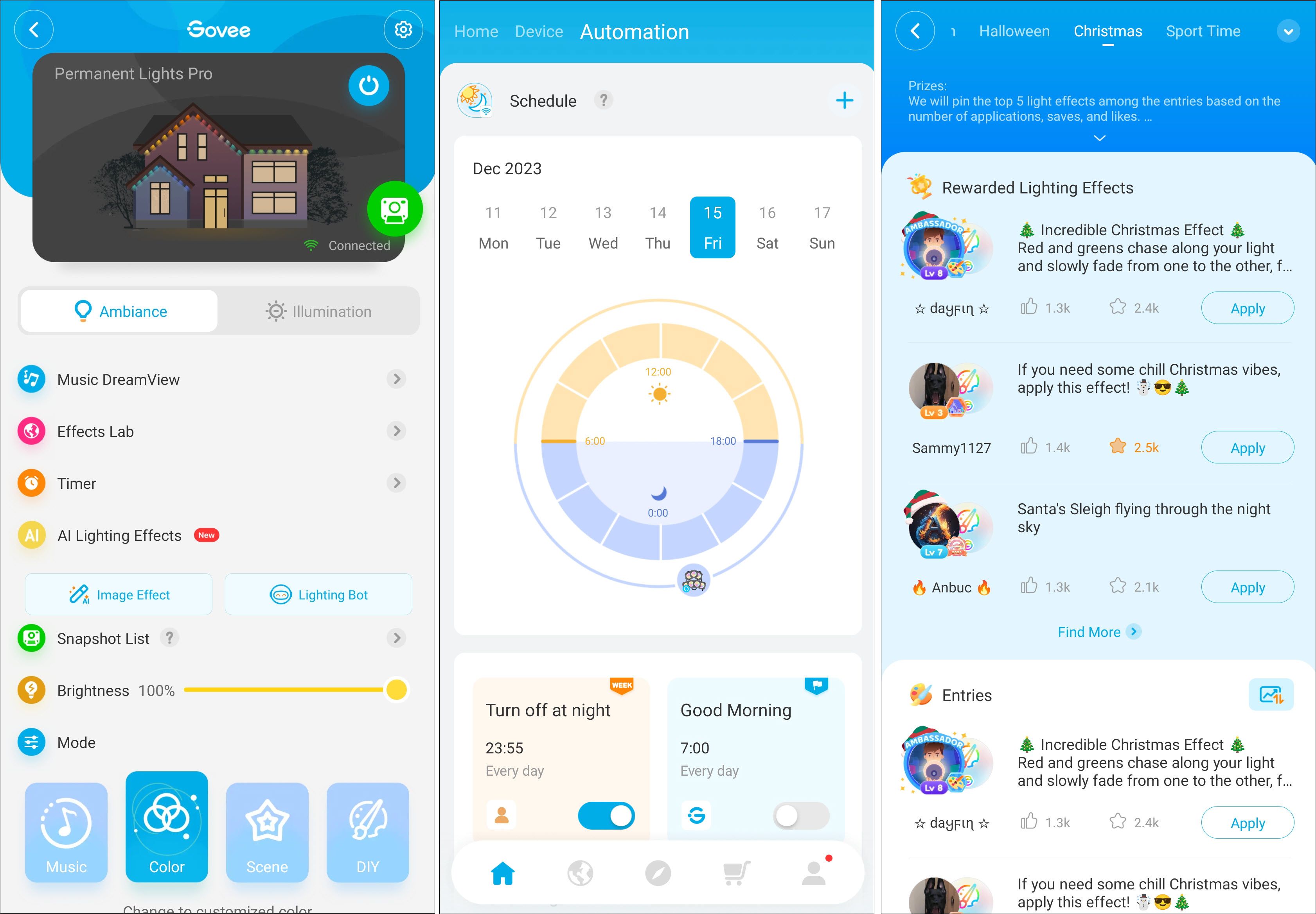 Govee Smart Home app screenshots.