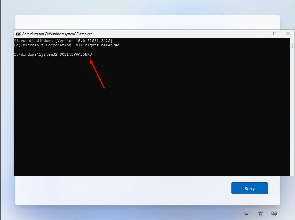 Internet Bypass command in Command Prompt window