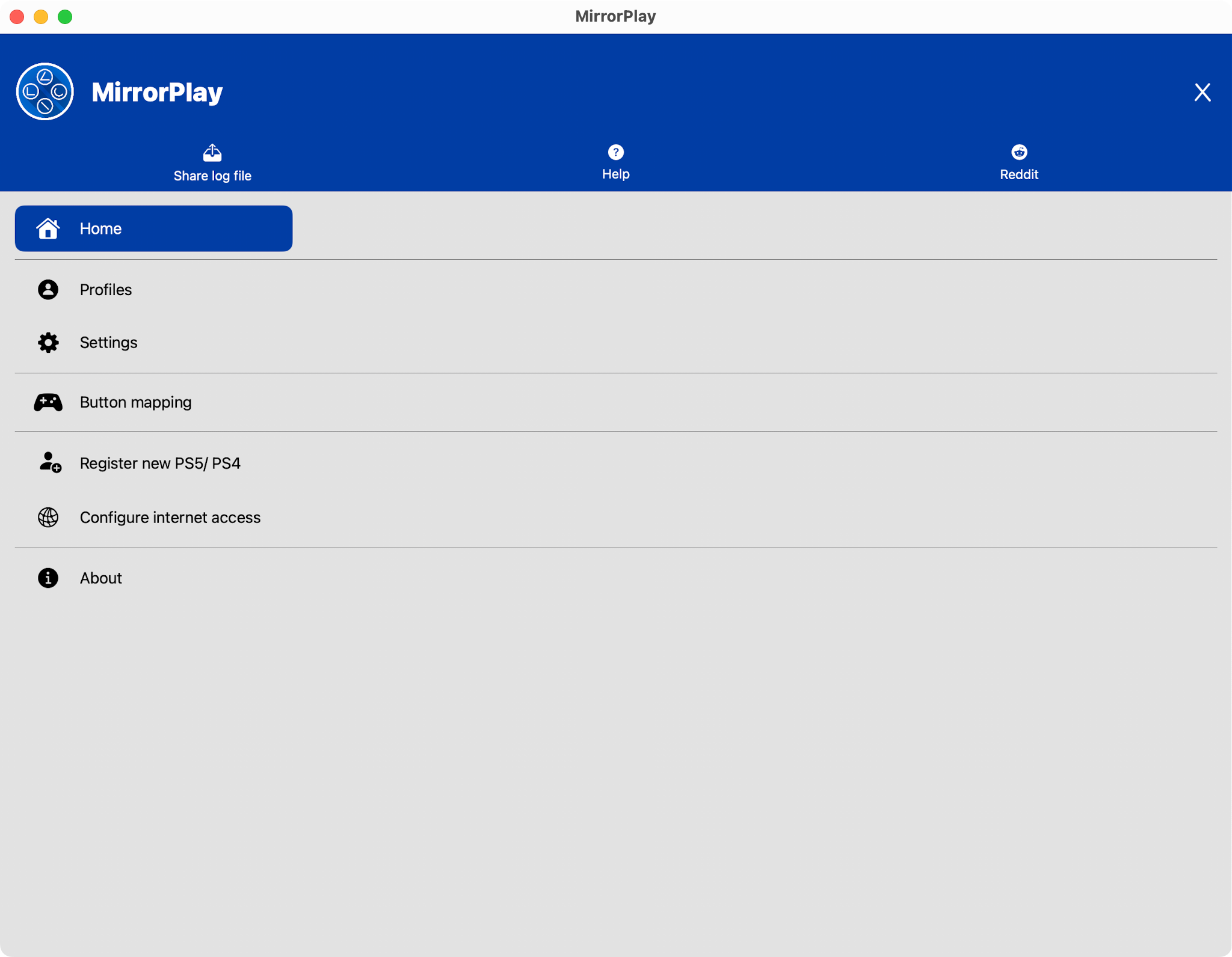 iPad version of MirrorPlay running on macOS.