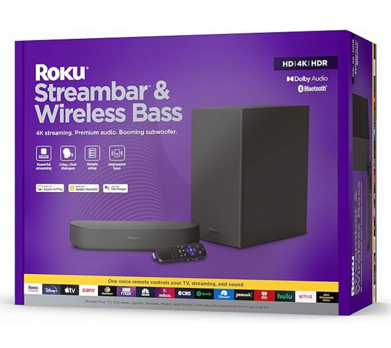 Roku Streambar 4K and wireless bass sub combo. 