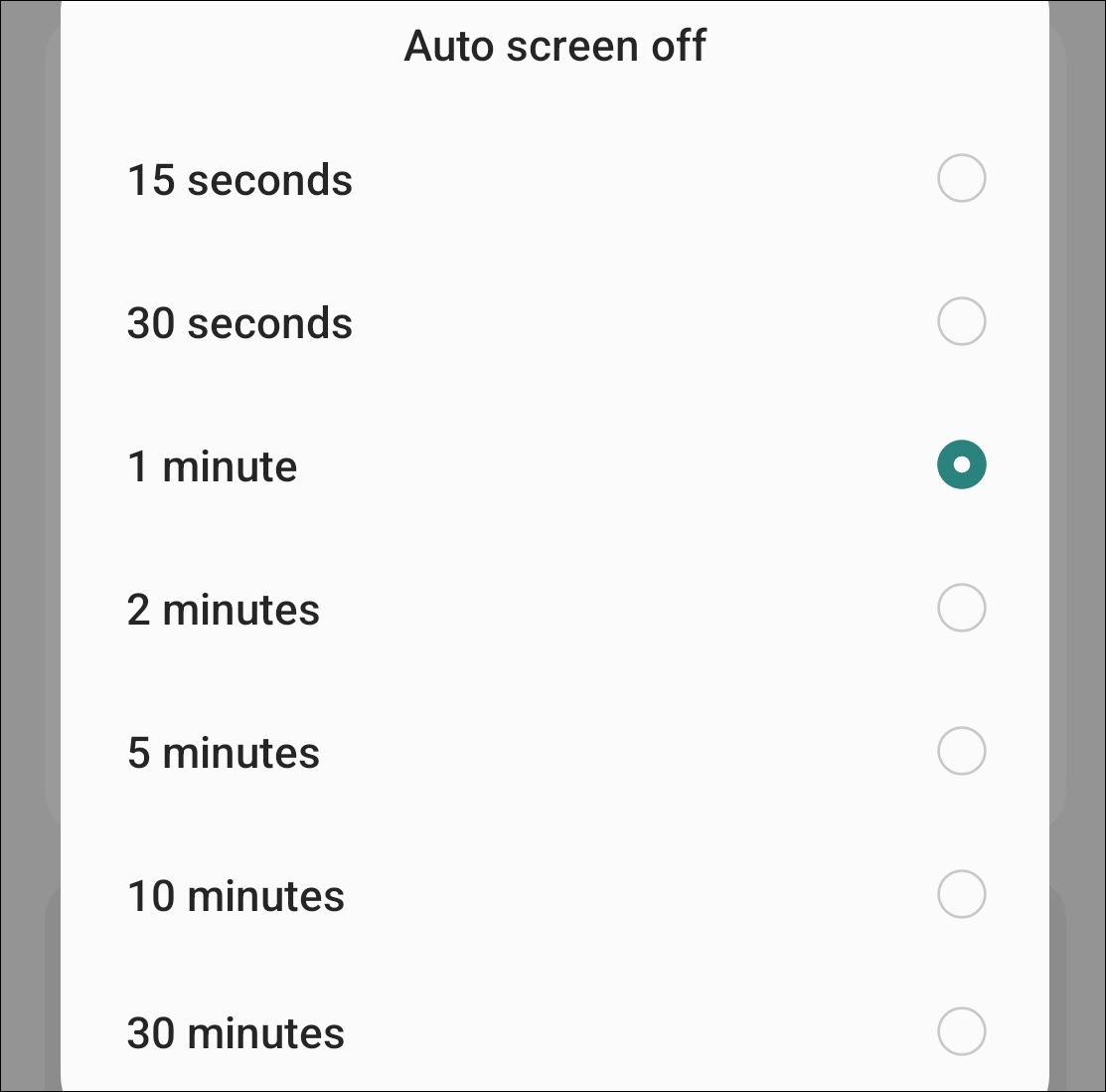 android screen timeout
