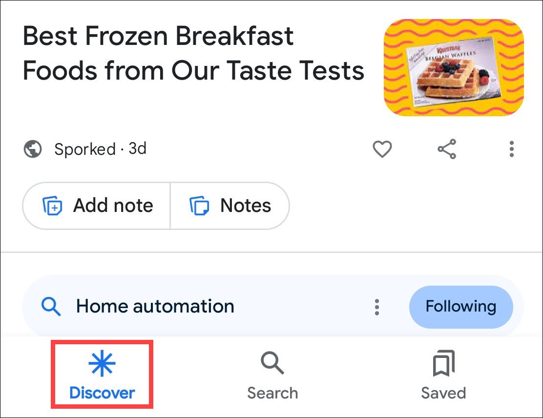Google Discover tab.